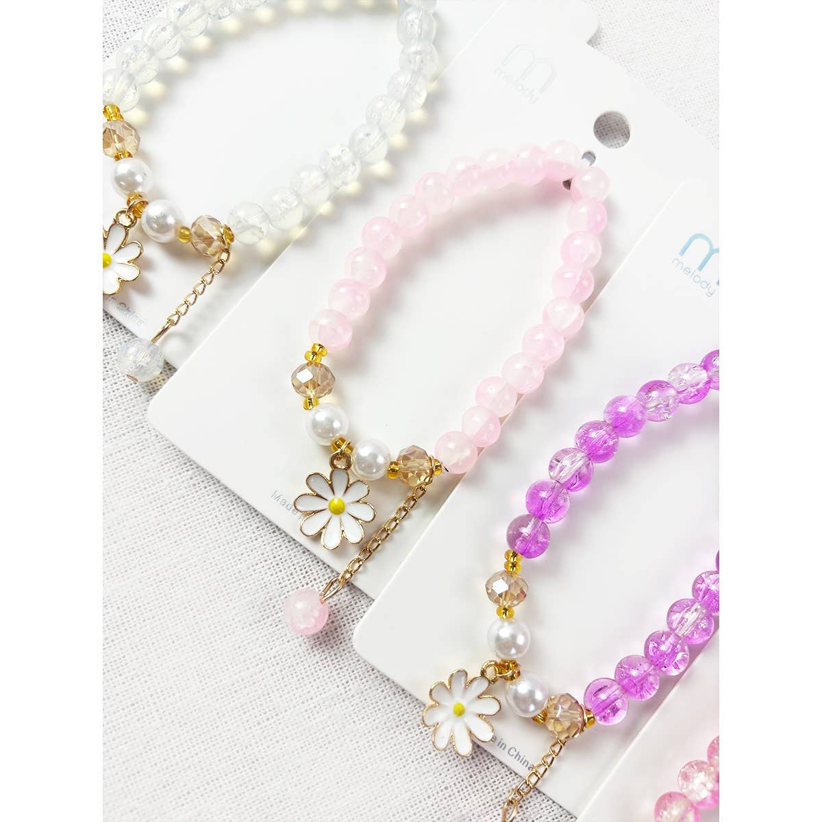 Flower Charm Mix Beads Stretch Bracelet