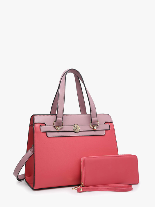 Two-Tone Lion Satchel w/ Wallet