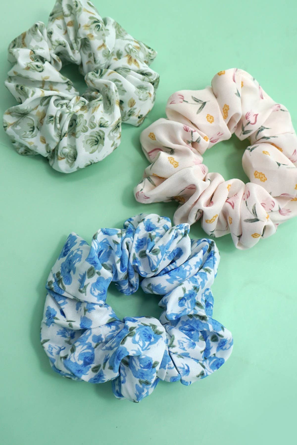 Chiffon Floral Scrunchies (set of 3)