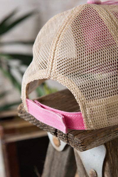 Distressed leopard baseball cap