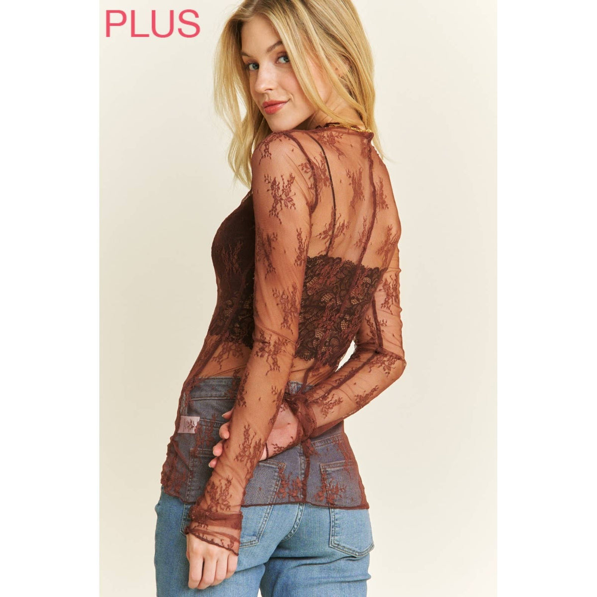Plus mesh lace top