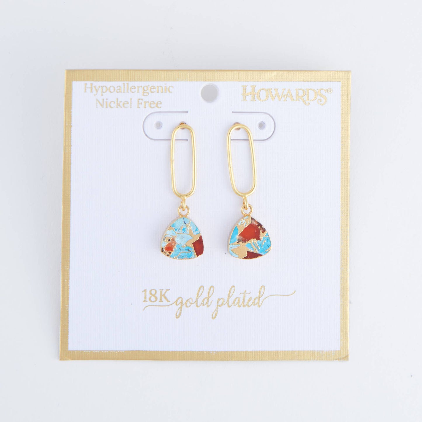 Drop Earrings Textured Genuine Stone