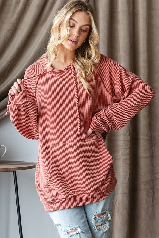 Ribbed Hoodie Cinnamon