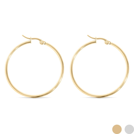 18K Stainless Steel Round Tube Hoop Earrings