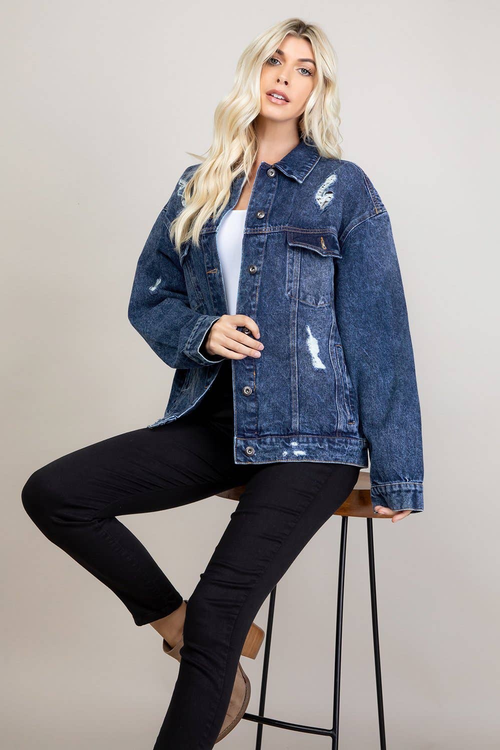 Destroyed Oversize Denim Jacket