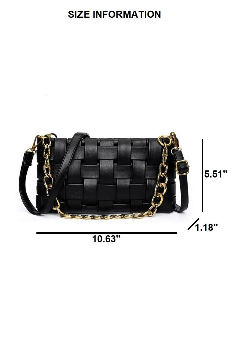 Soft vegan leather woven weaved shoulder bag