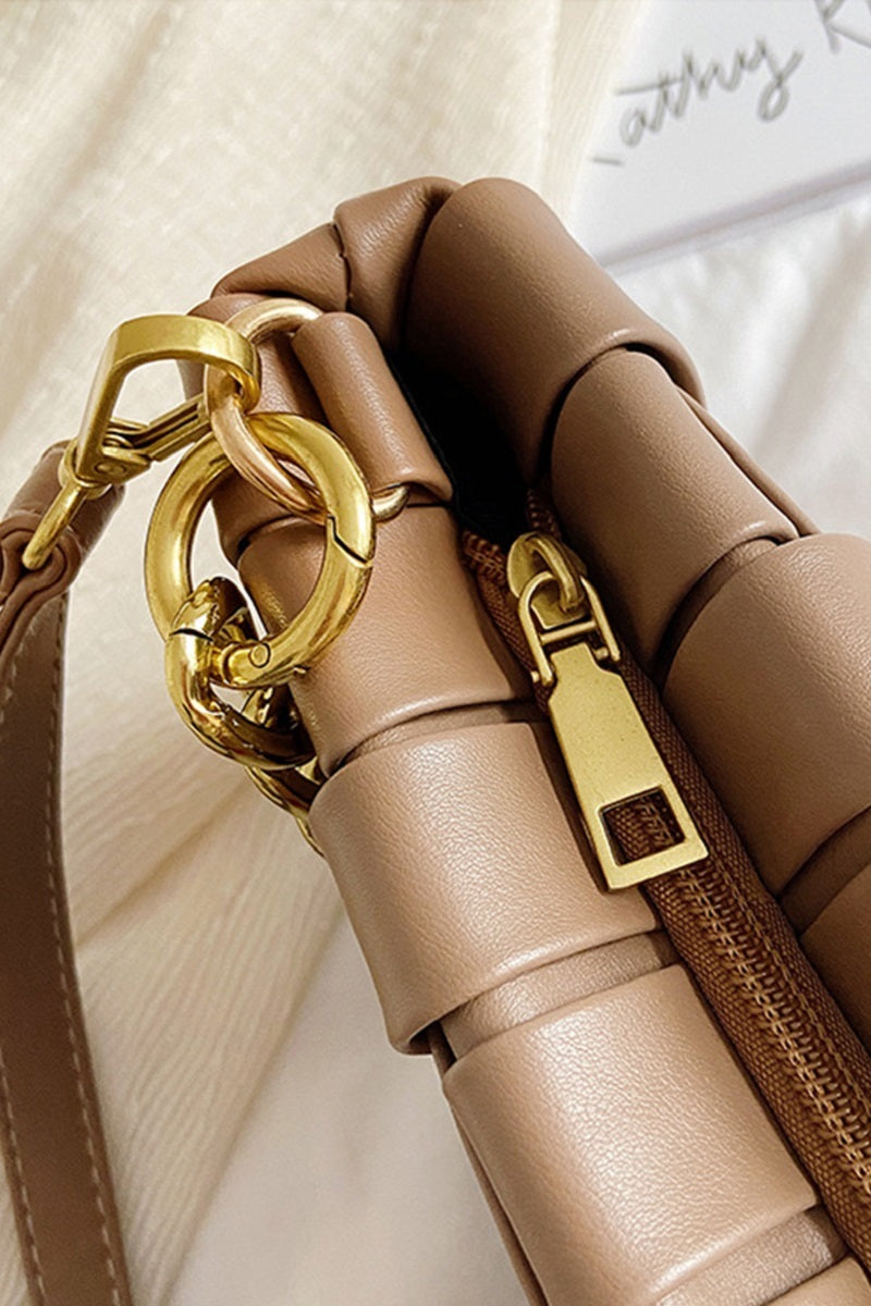 Soft vegan leather woven weaved shoulder bag