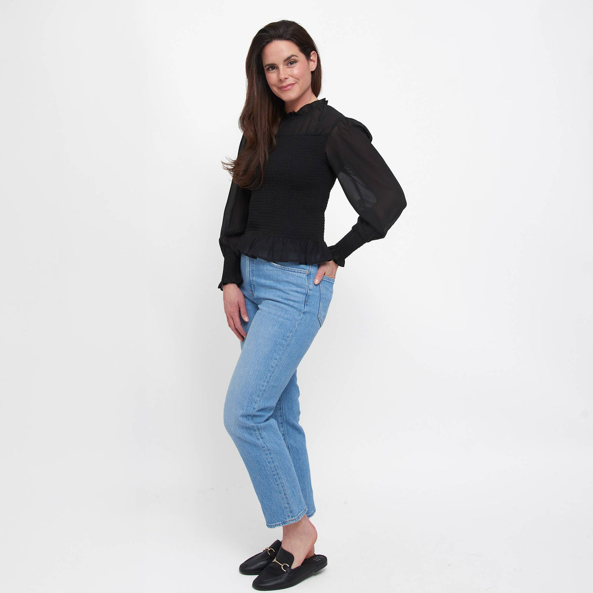 Hazel Smocked Long Sleeve Blouse