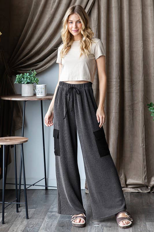EP6780-10 SOLID URBAN RIBBED CASUAL PANTS