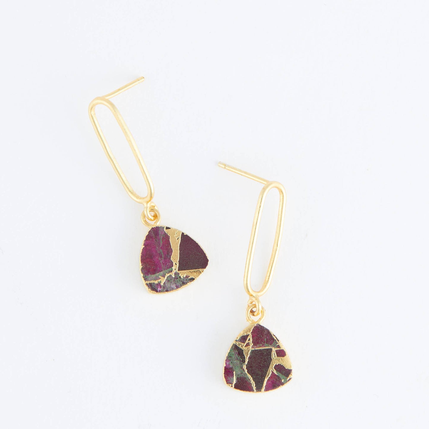 Drop Earrings Textured Genuine Stone