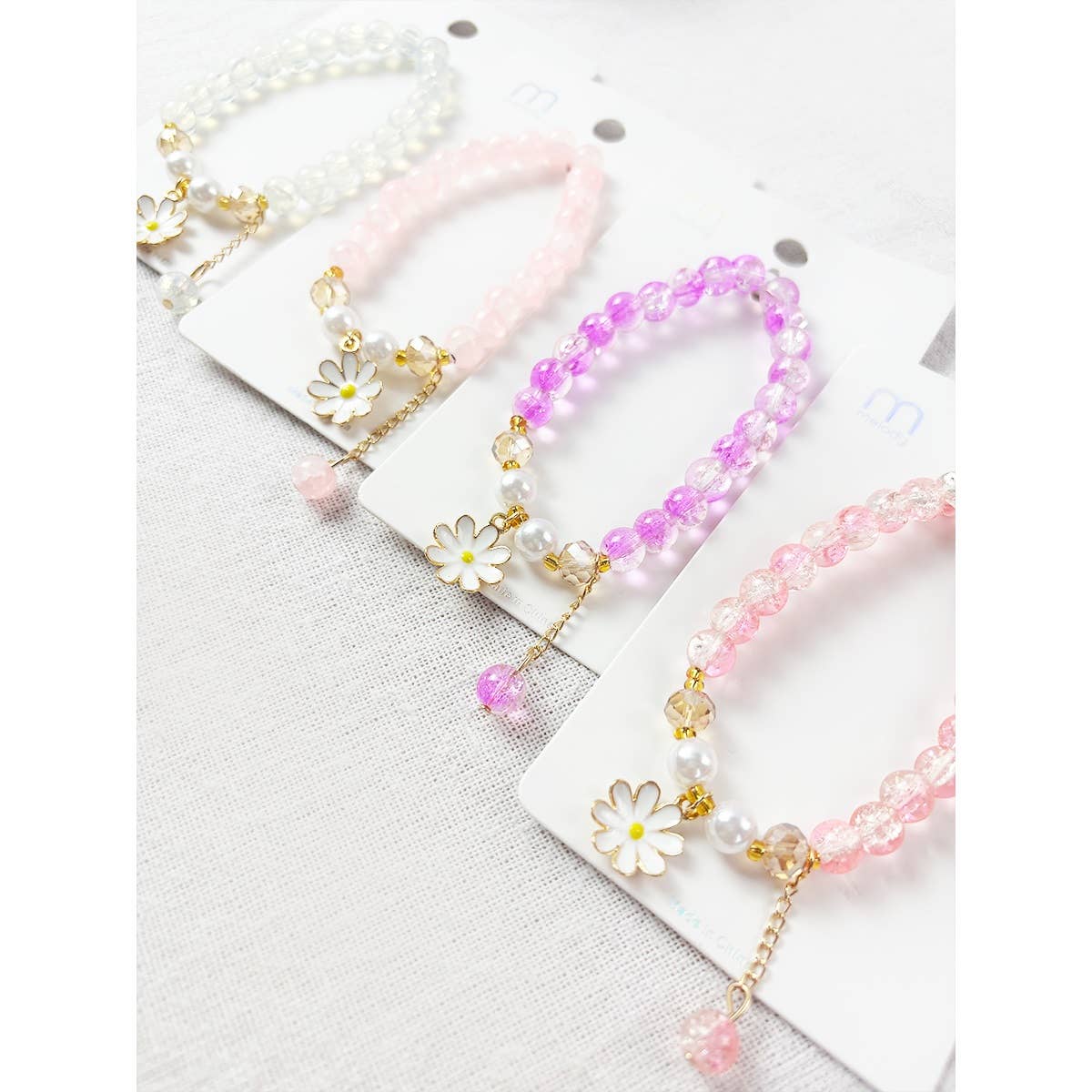 Flower Charm Mix Beads Stretch Bracelet