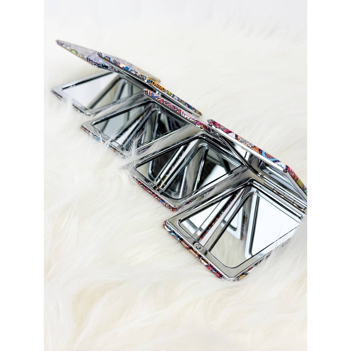 Mixed Pattern Double Sided Square Cosmetic Mirror