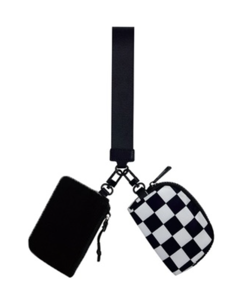 Dual pouch wristlet keychain wallet