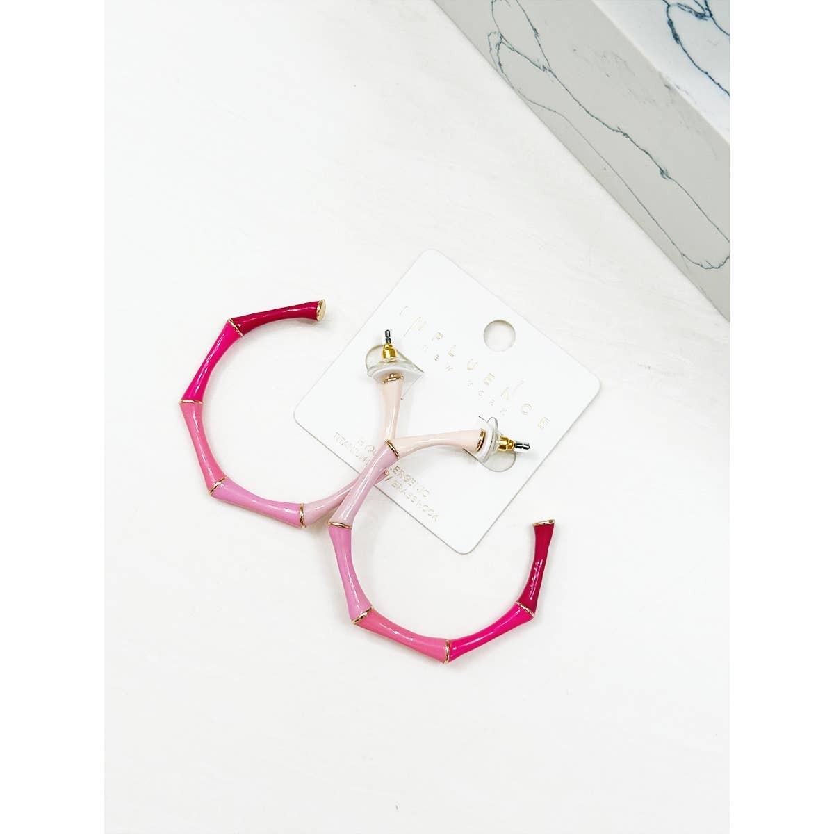 Bamboo Shaped Color block Brass Hook Earring