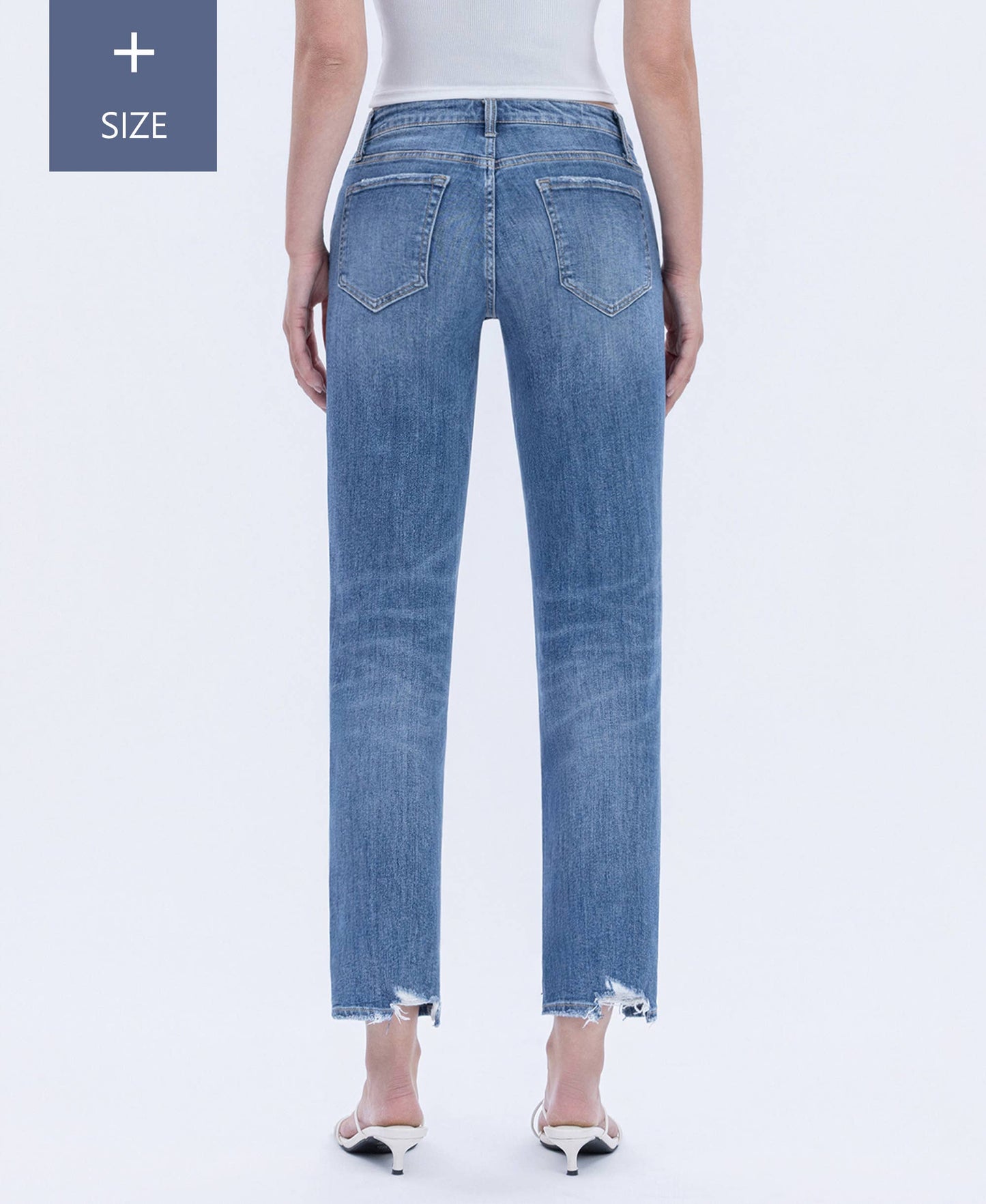 Plus Tummy Control Distressed High Rise Boyfriend Jeans