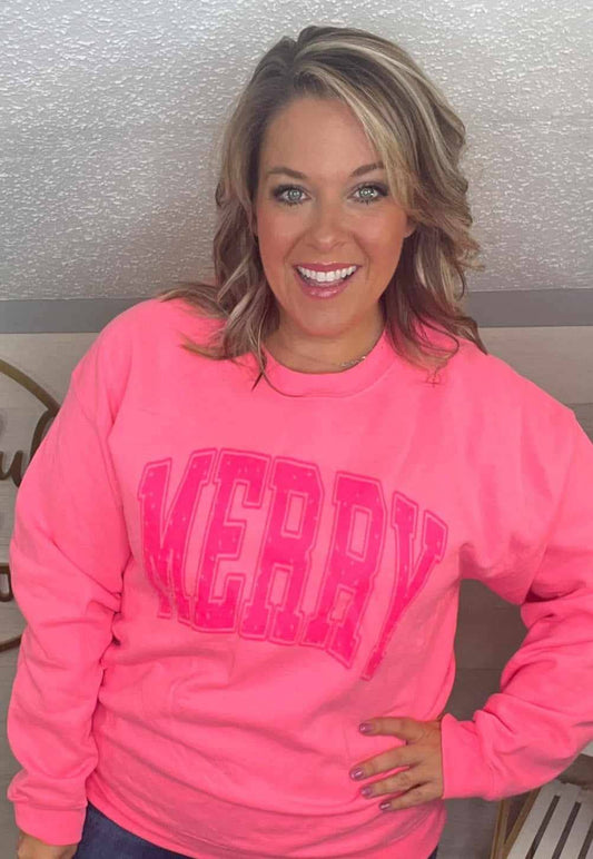 Merry pink sweatshirt crew neck