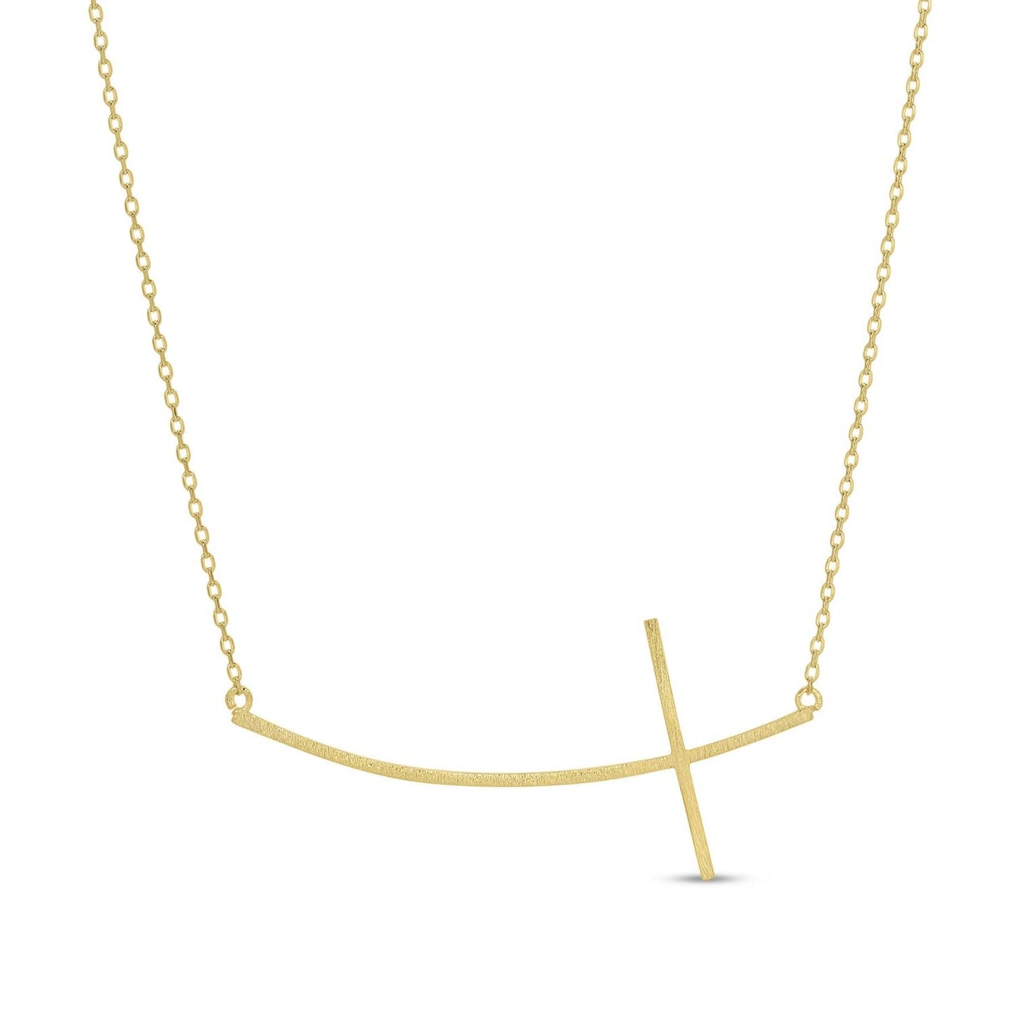 Brushed Side Cross Necklace