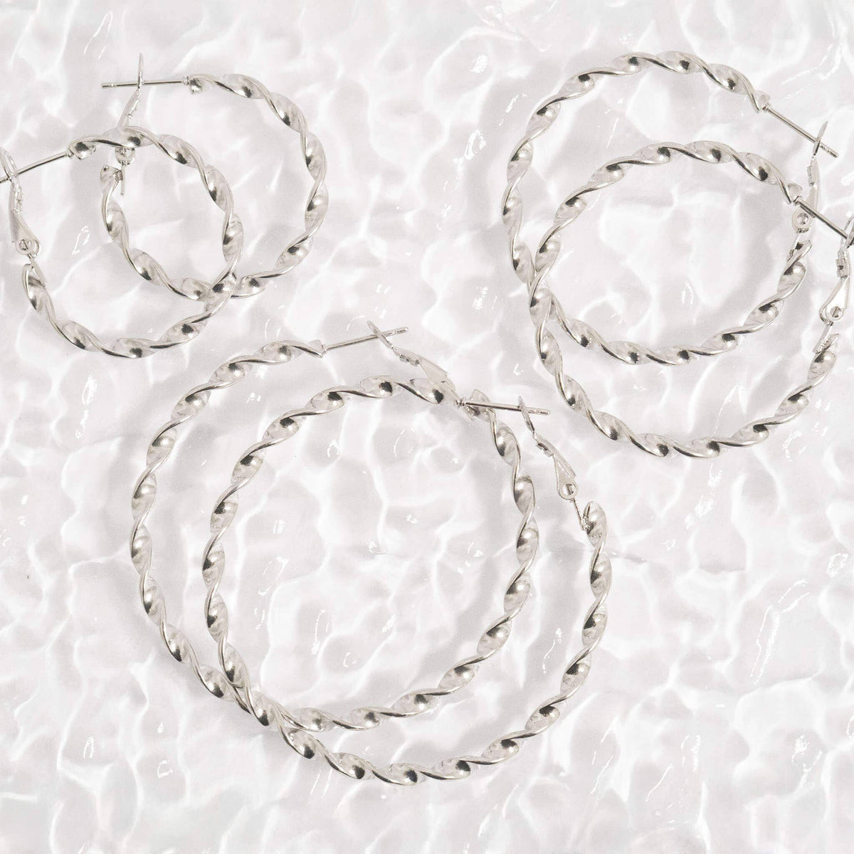 18K Gold PVD Stainless Steel Twist Hoop Earrings