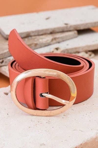 OVAL BUCKLE LEATHER BELT