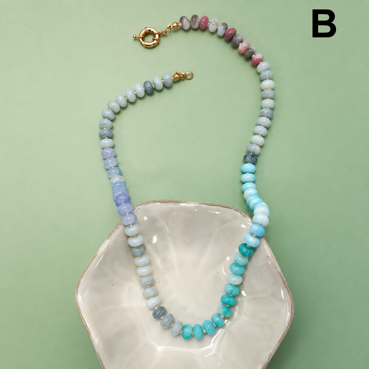 Natural Stone Semi-Precious Glass Mixed Necklace