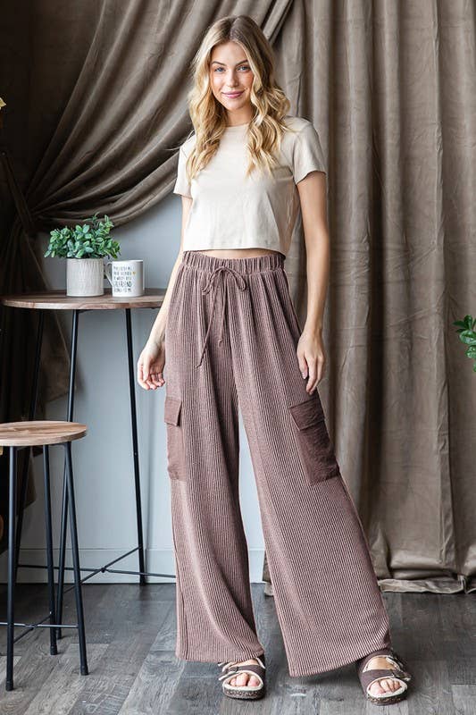 EP6780-10 SOLID URBAN RIBBED CASUAL PANTS