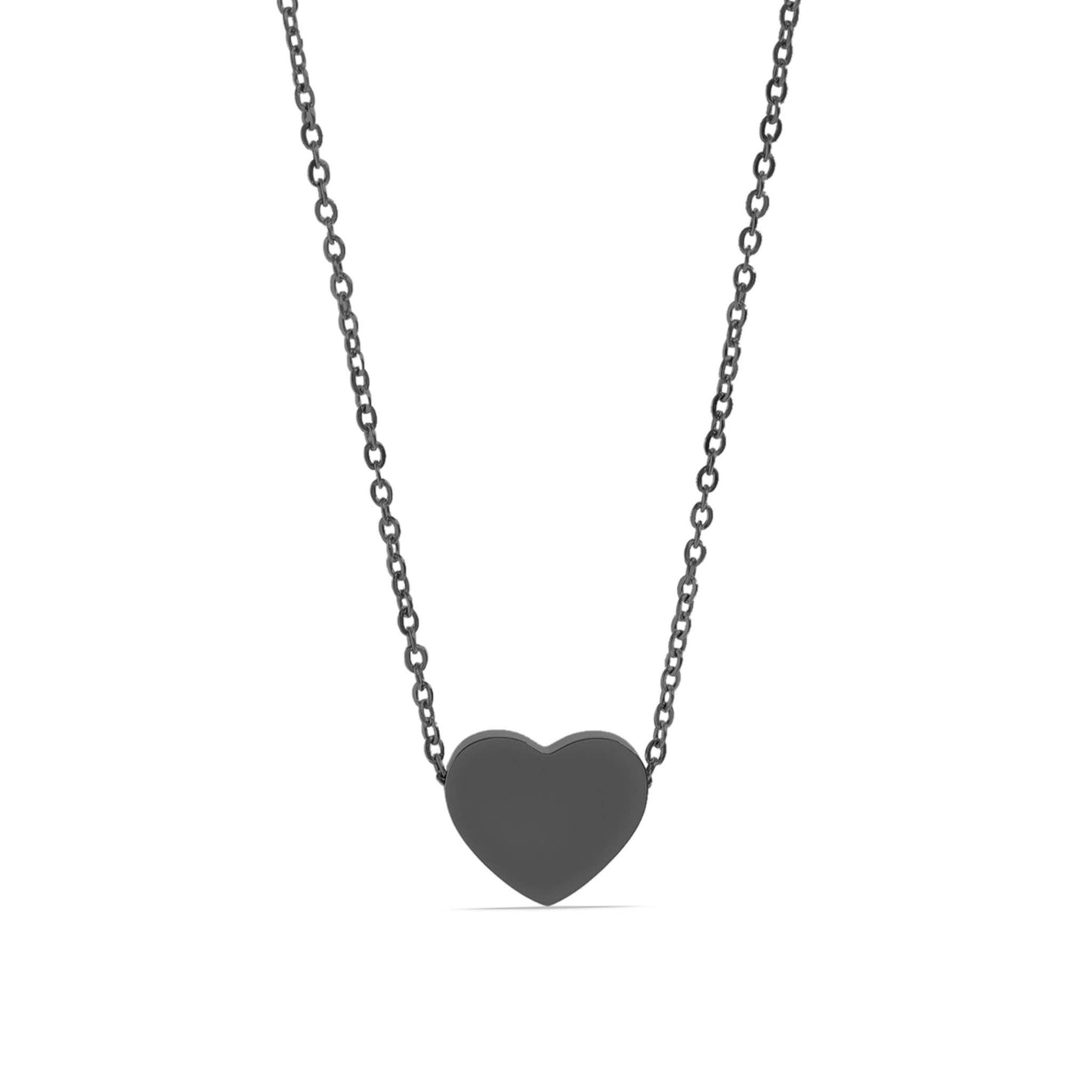 Stainless Steel Black Heart Necklace