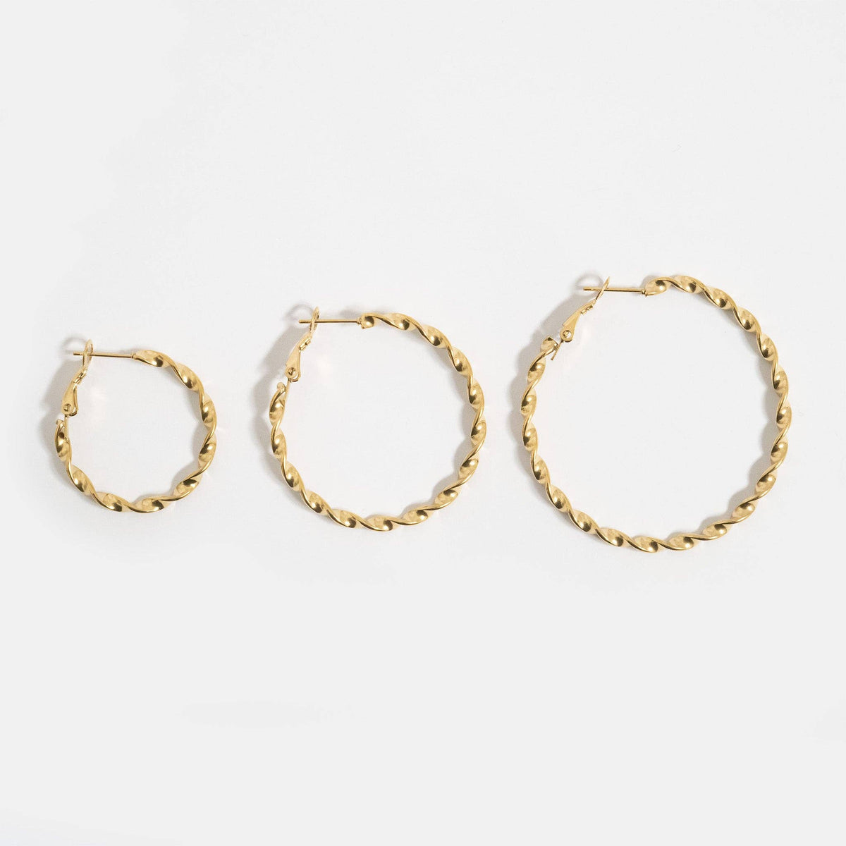 18K Gold PVD Stainless Steel Twist Hoop Earrings