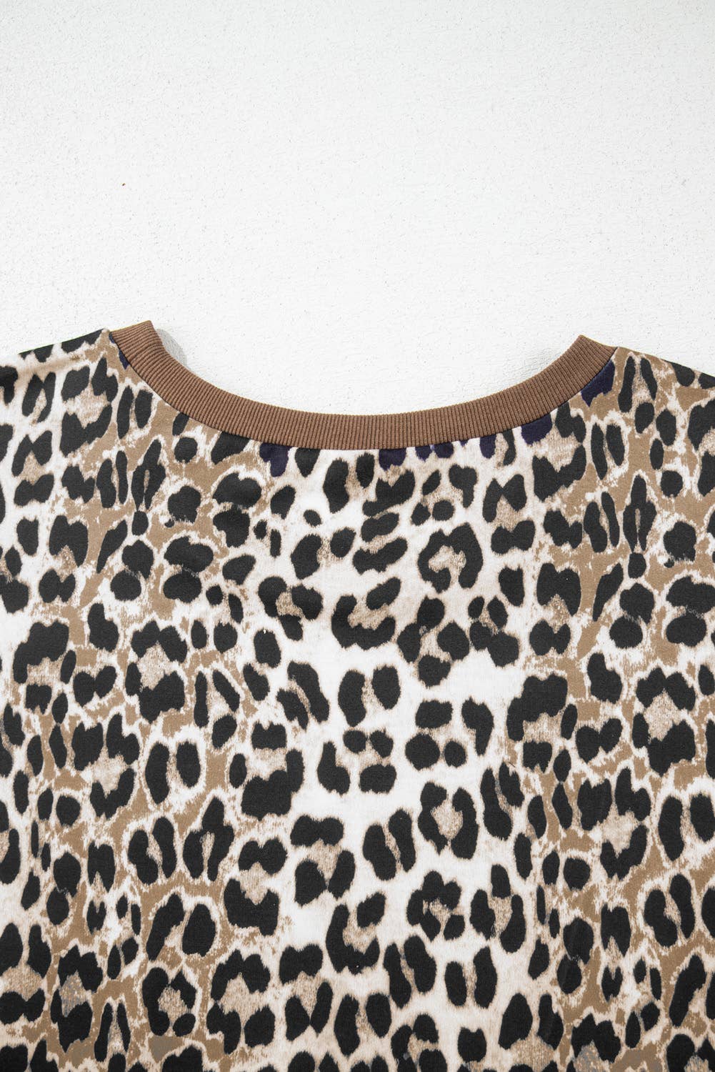 Plus Size Leopard Contrast Trim Loose Top