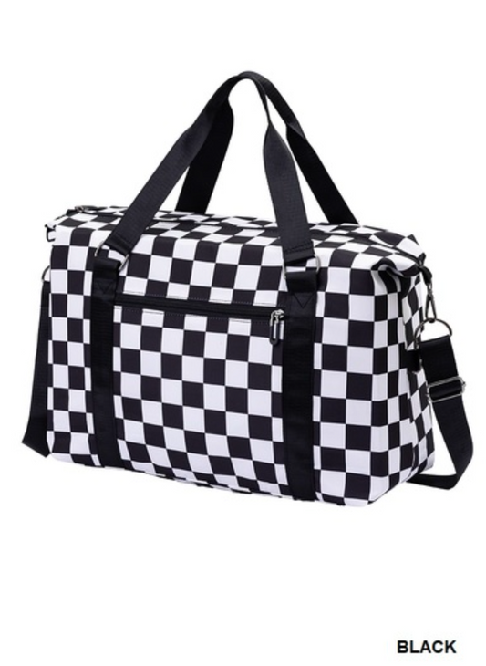 Checkered duffle bag