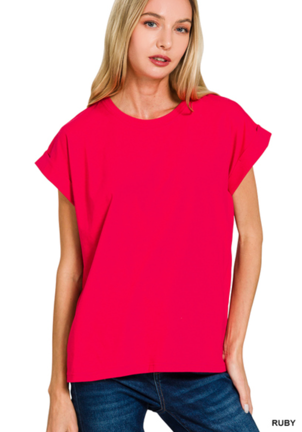 Round neck basic cap sleeve