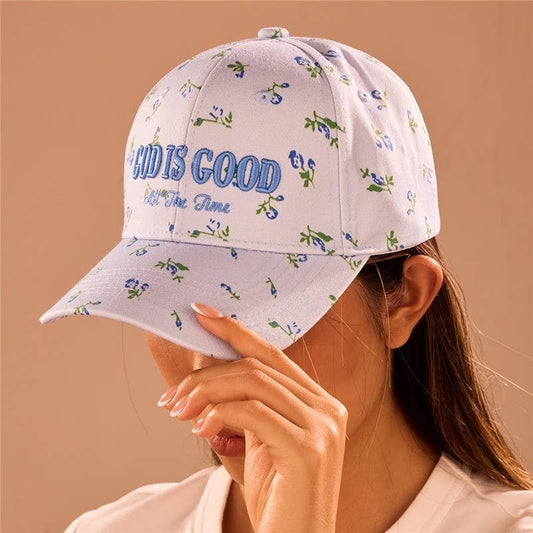 "God Is Good All The Time"  Floral Baseball Cap
