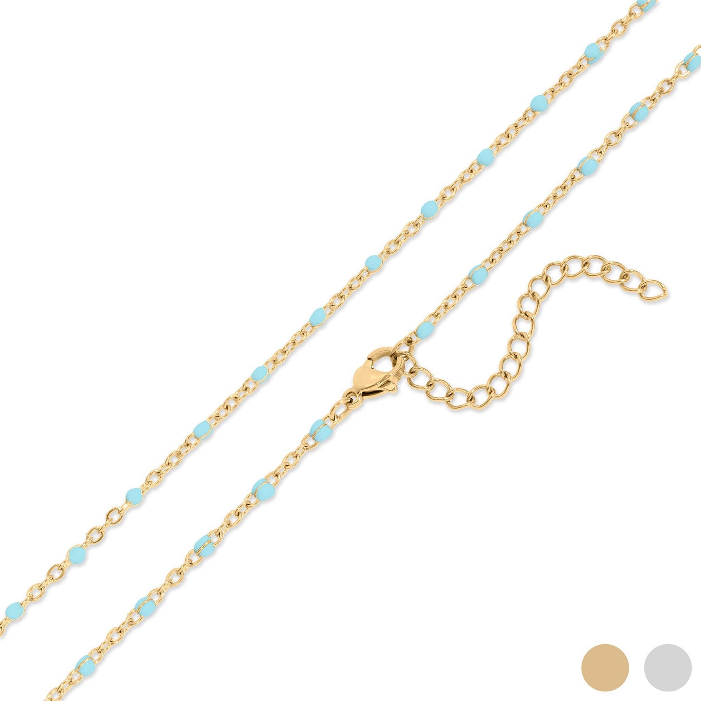 18K Gold Stainless Steel Turquoise Chain Necklace