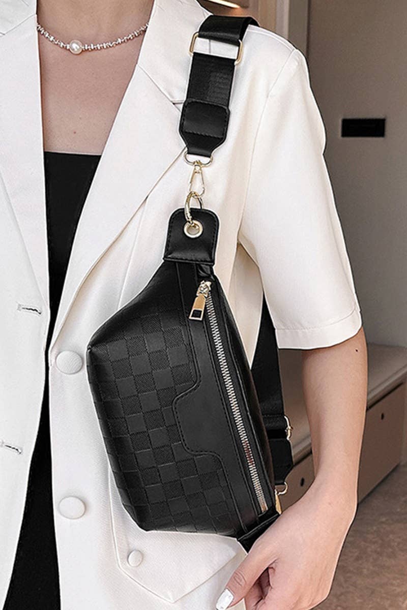 Vegan Leather Checkered Crossbody