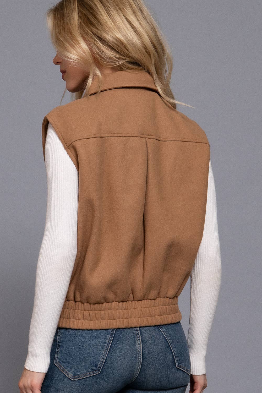 Felt Zip Up Vest S-2XL