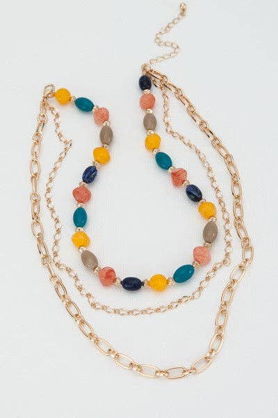 multi colored layered necklace