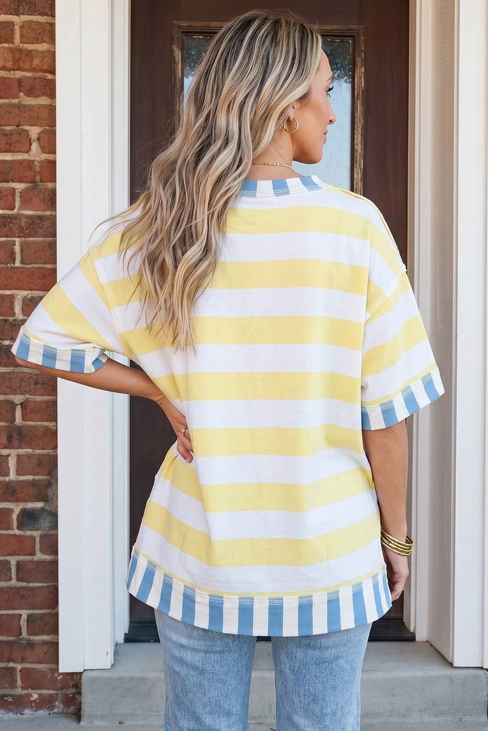 Yellow Blue Striped Top