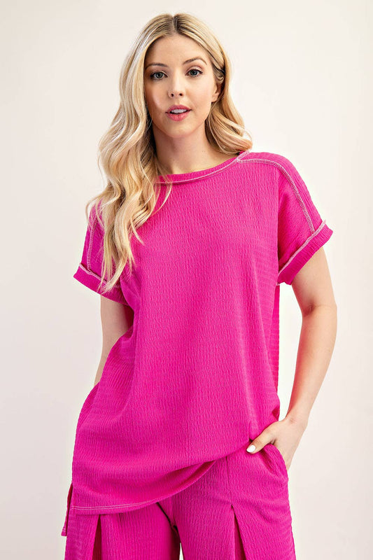 Relaxed fit textured top - plus