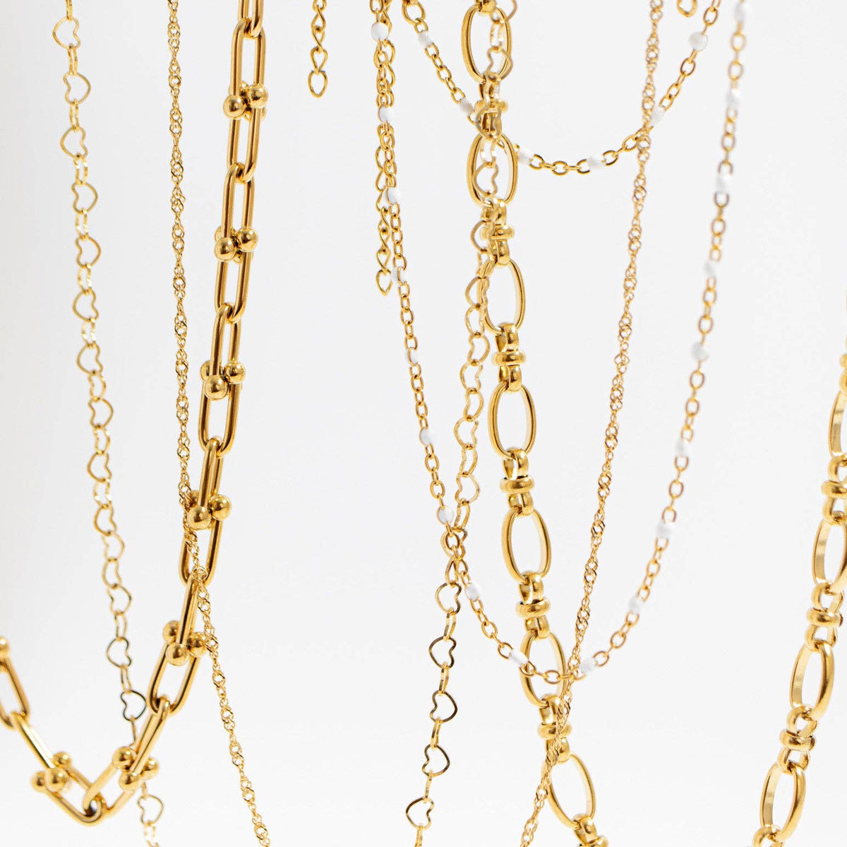 18K Gold PVD Stainless Steel White Confetti Chain Necklace