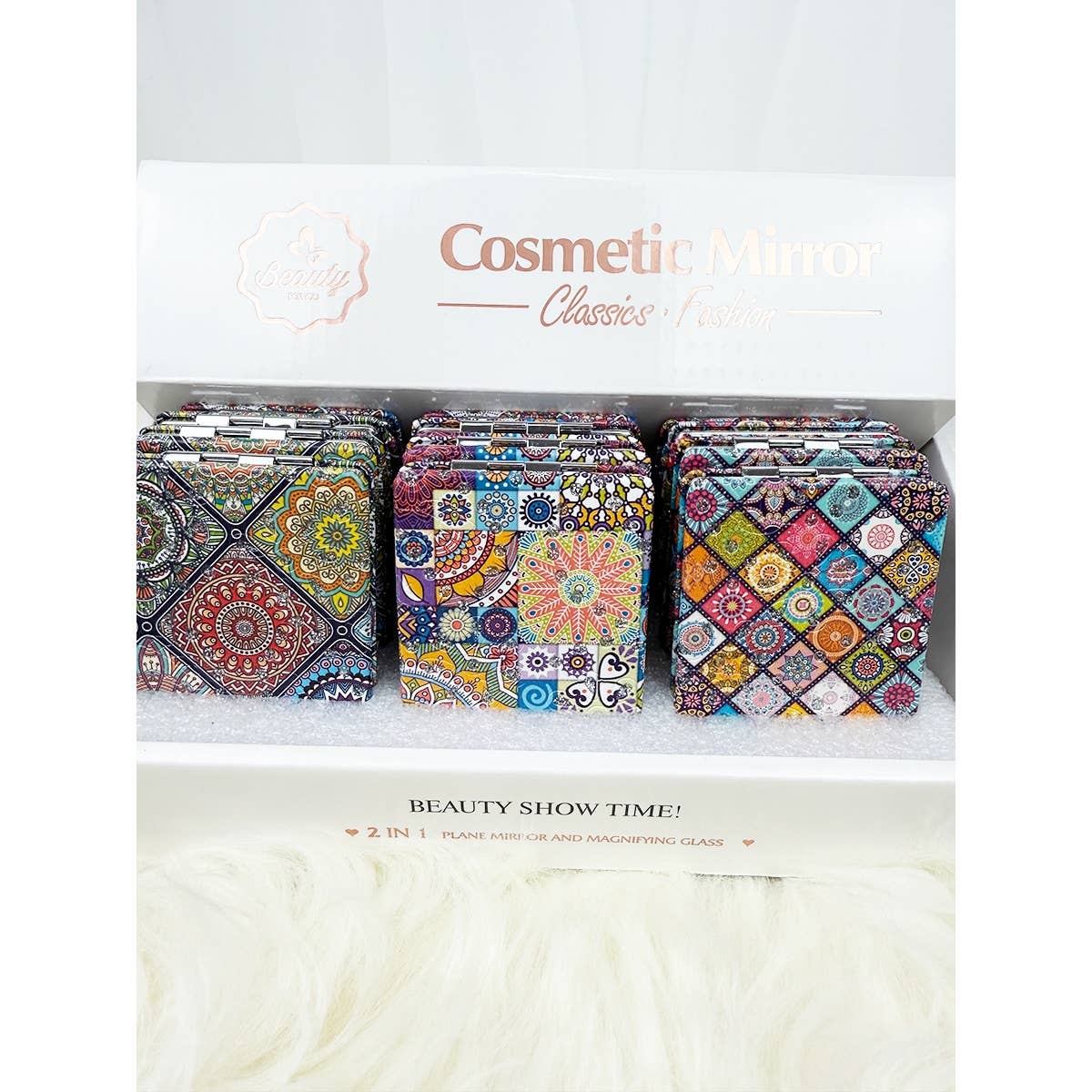 Mixed Pattern Double Sided Square Cosmetic Mirror