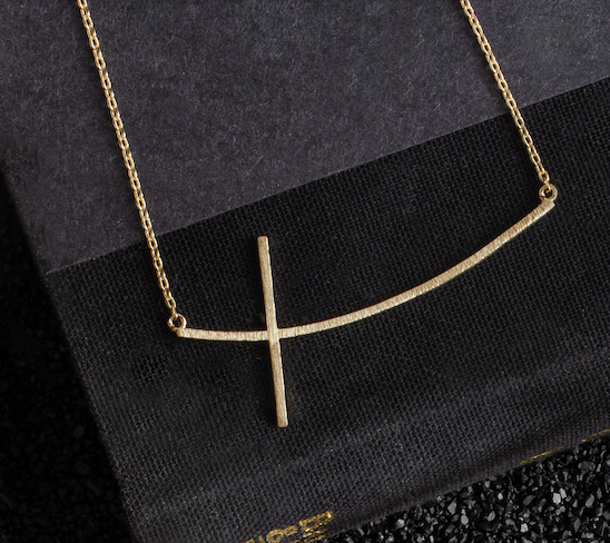 Brushed Side Cross Necklace
