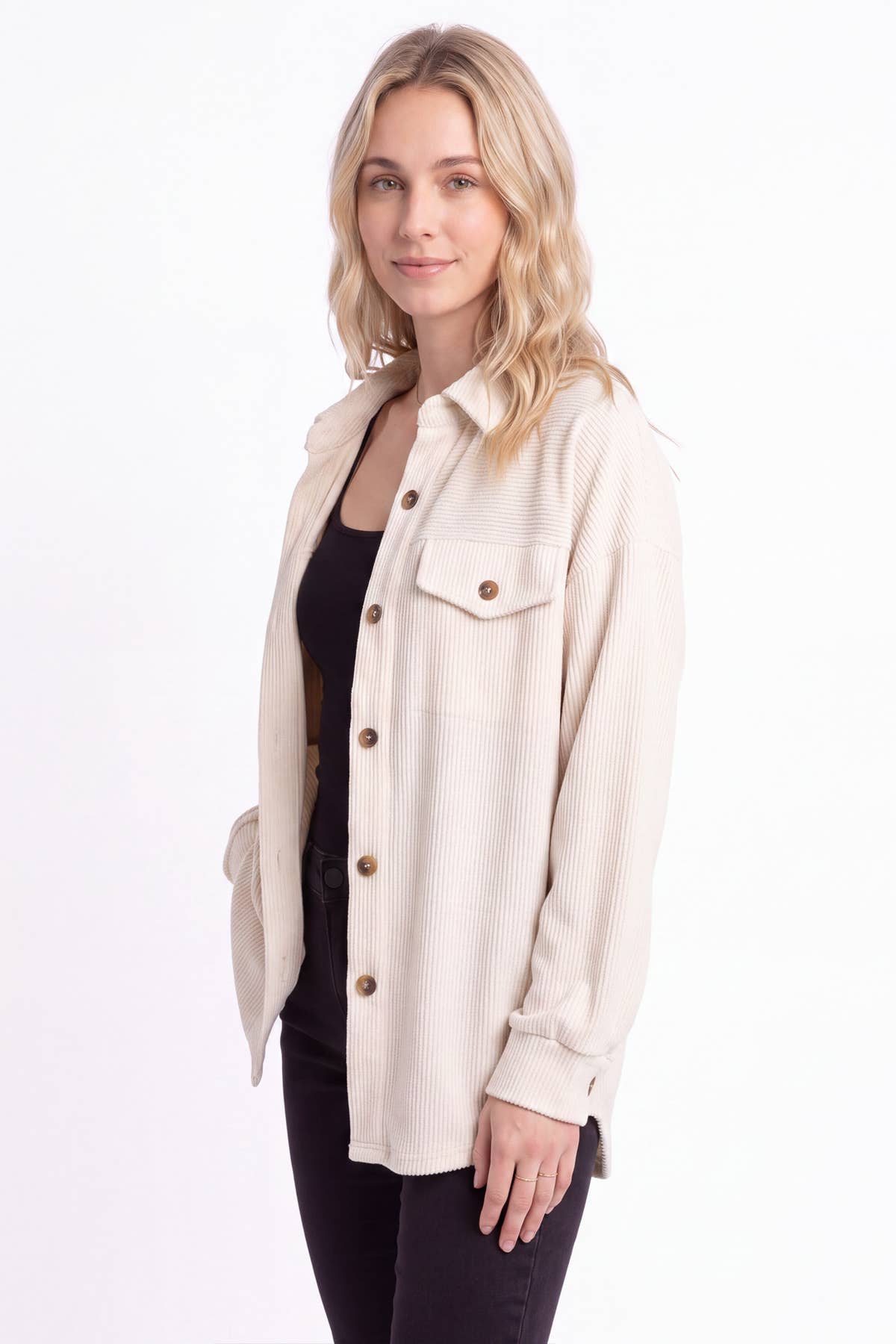 Rib Knit Button Down Shacket