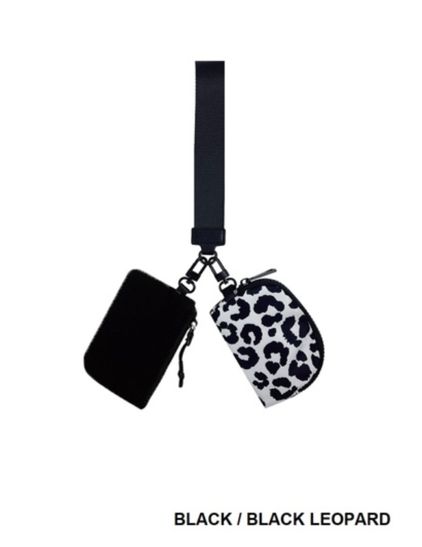 Dual pouch wristlet keychain wallet