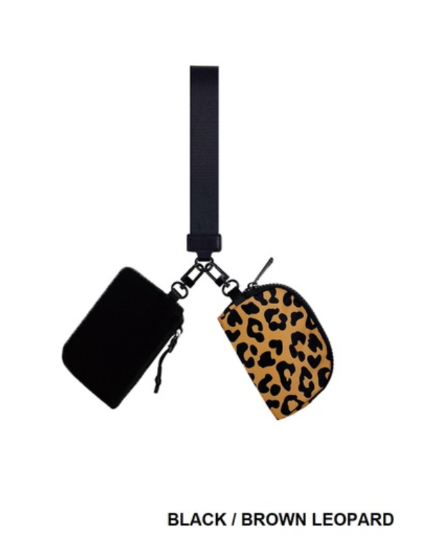 Dual pouch wristlet keychain wallet