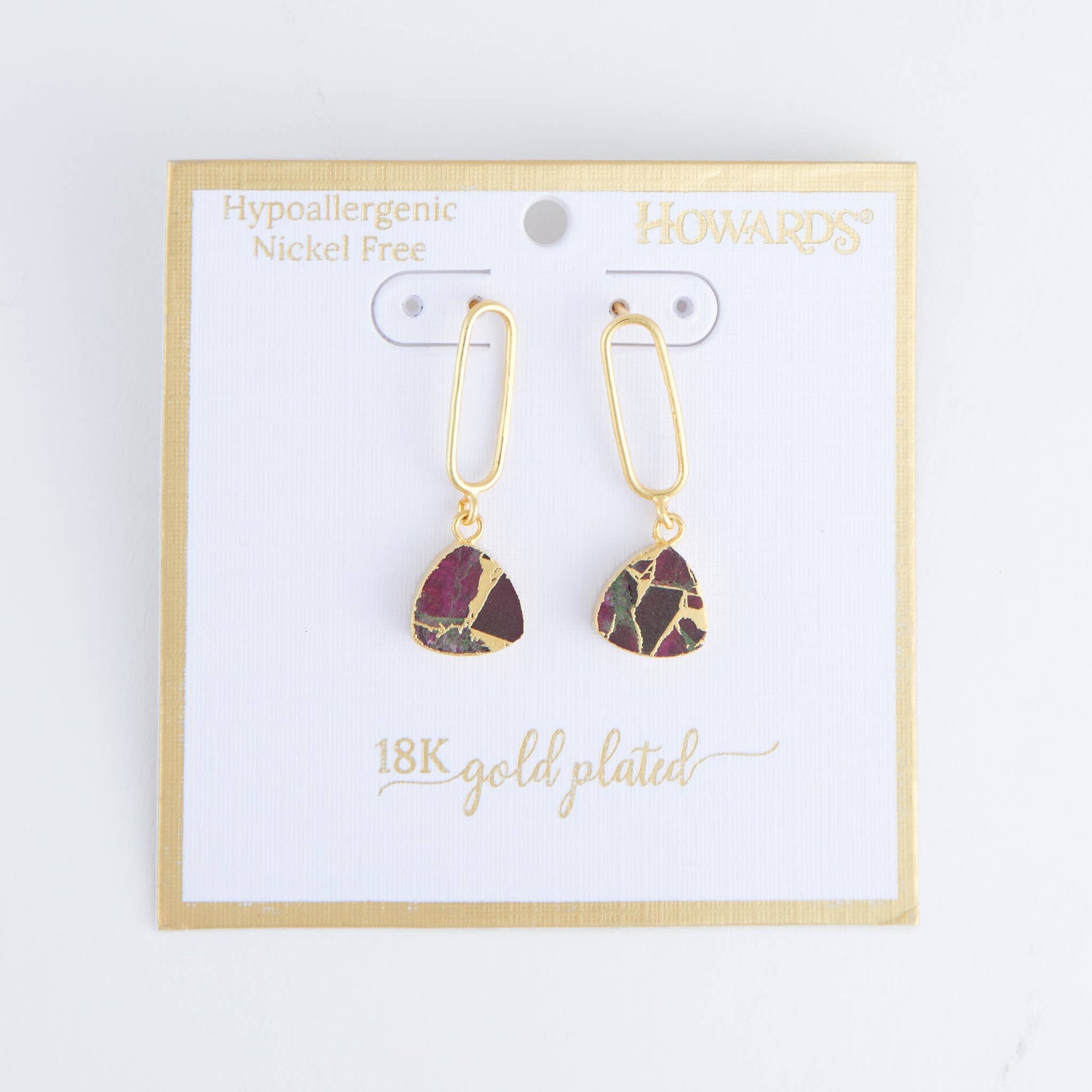 Drop Earrings Textured Genuine Stone