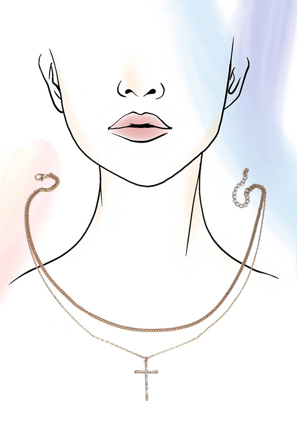 Double layered cross necklace