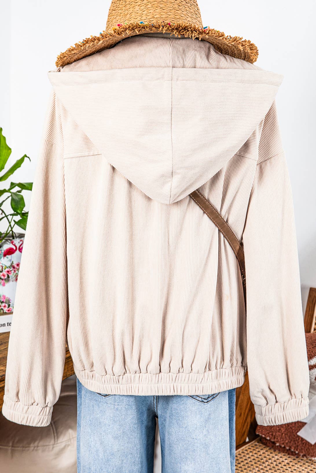 Corduroy Hooded Zip Up Jacket