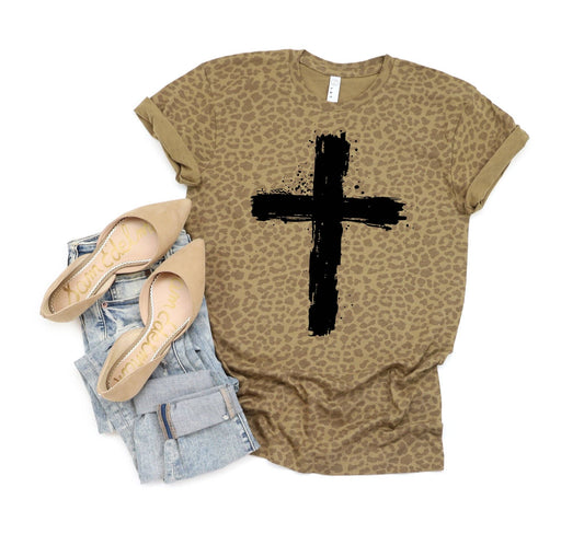 Leopard cross tee