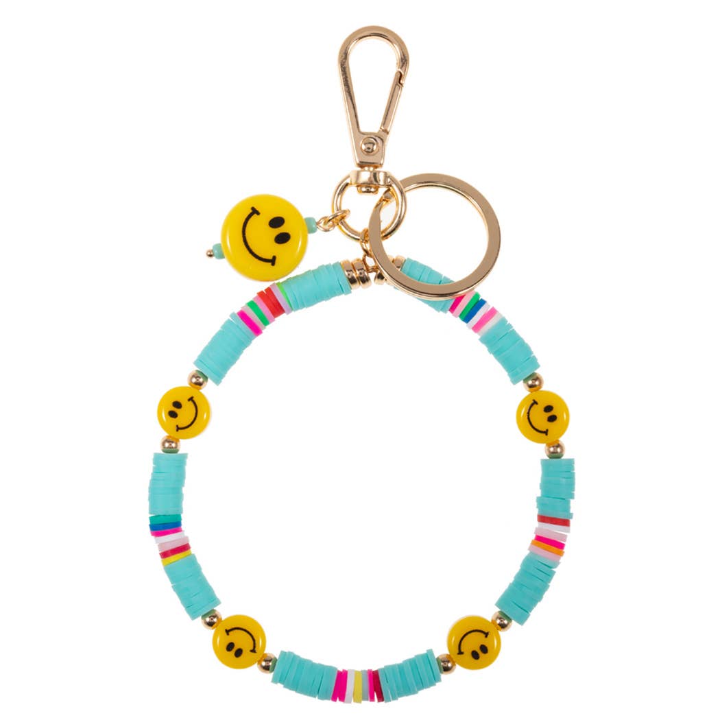 Smiley Face w Rubber Beads Keychain Bracelets