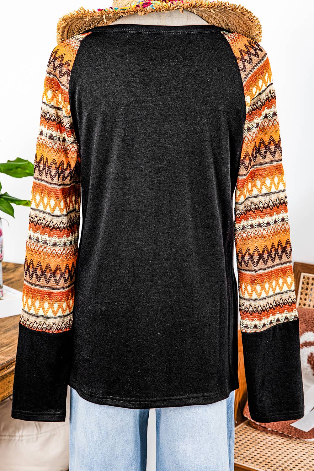 Fall Patterned Sleeve Tee