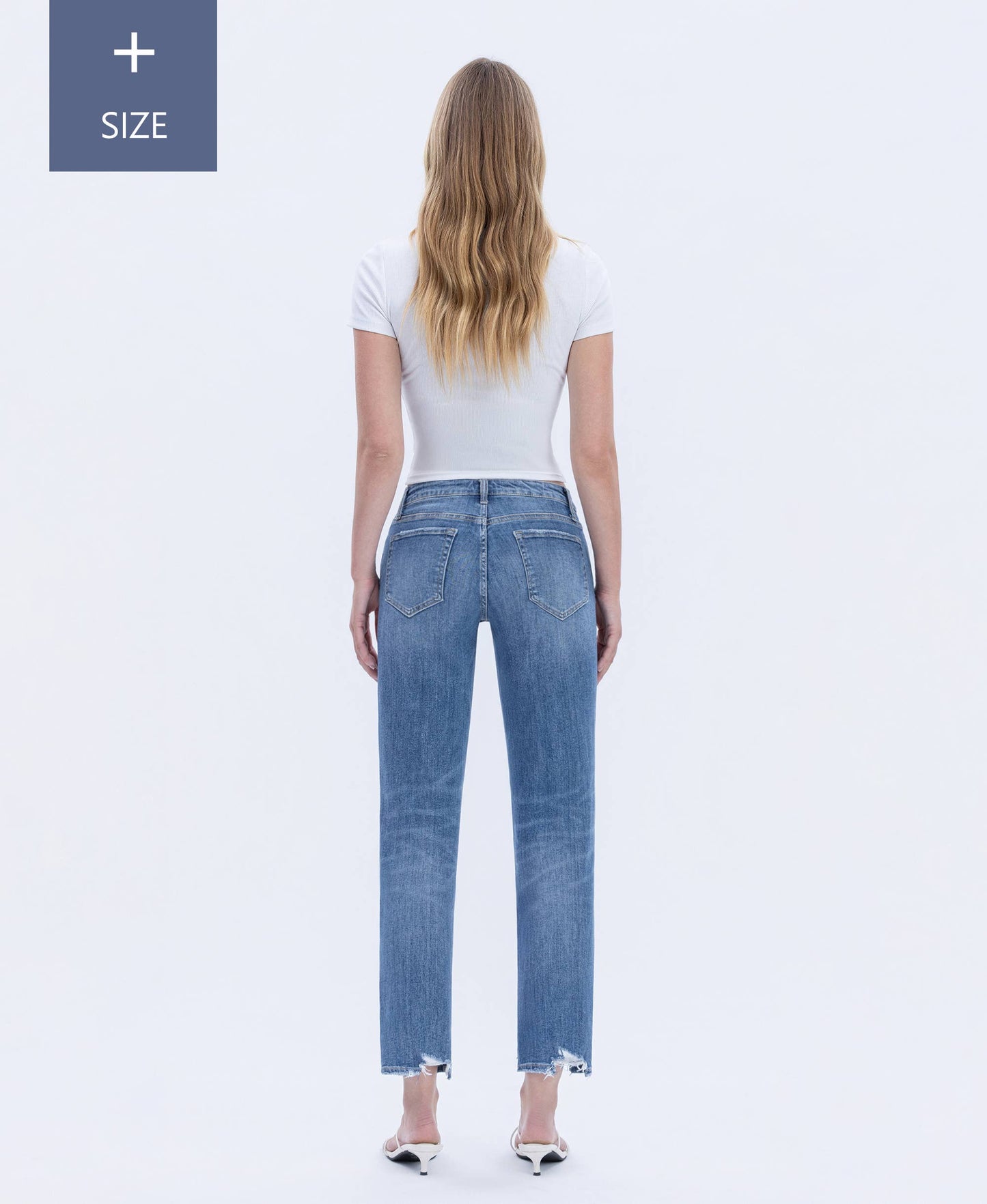 Plus Tummy Control Distressed High Rise Boyfriend Jeans